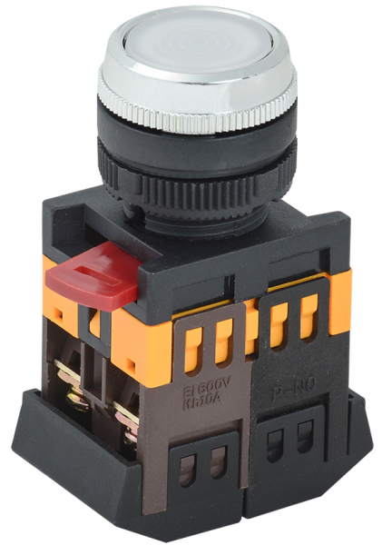 IEK Кнопка ABLFS-22 белый d22мм неон/240В 1з+1р