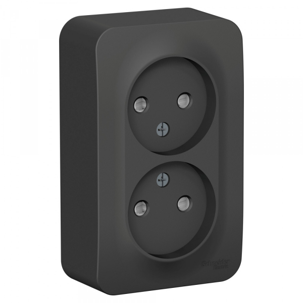 Systeme Electric Blanca наруж Антрацит Розетка 2-ая б/з со шторками 16А, 250В, изолир. пластина