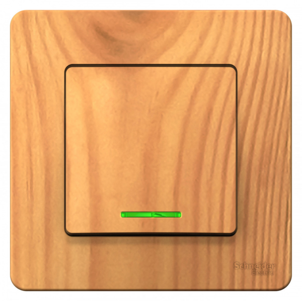 Systeme Electric Blanca внутр Ясень Выключатель 1-клавишный с подсветкой, 10А, 250B