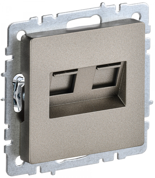 IEK BRITE BASE Шампань Розетка комп. 2-ая RJ45 кат.6 РК11-2-БрШ