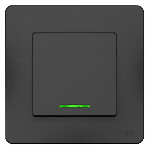 Systeme Electric Blanca внутр Антрацит Переключатель 1-клавишный с подсветкой, 10А, 250B