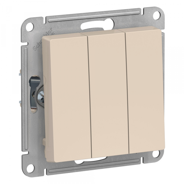 Systeme Electric AtlasDesign Беж Выключатель 3-клавишный сх.1+1+1, 10АХ, механизм