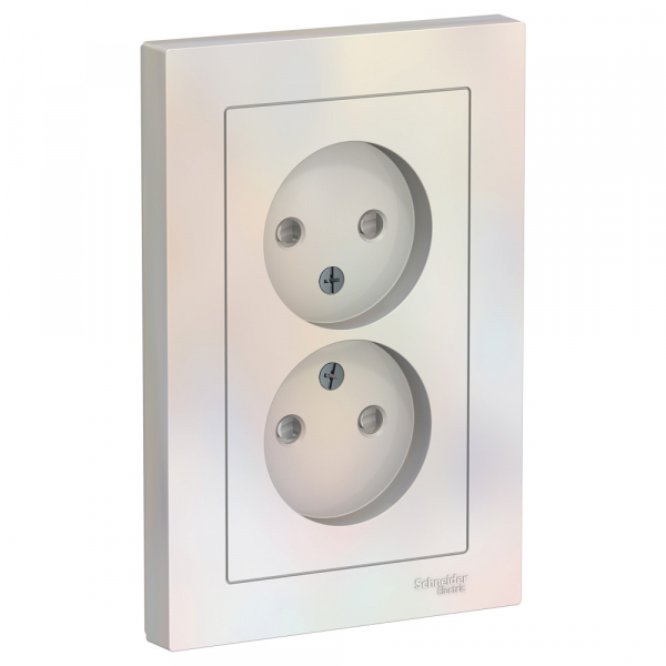 Systeme Electric AtlasDesign Жемчуг Розетка б/з двойная, со шторками,16А, в сборе