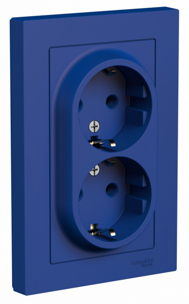 Systeme Electric AtlasDesign Аквамарин Розетка двойная с/з, 16А, в сборе
