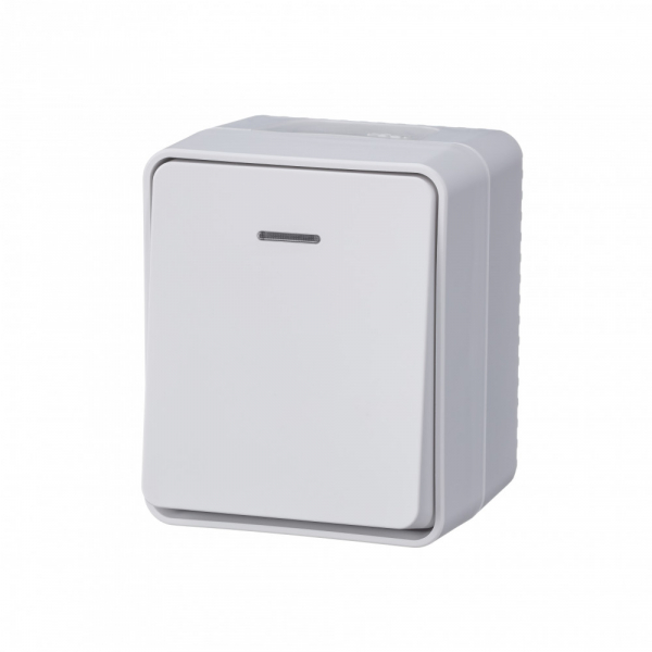 Systeme Electric AtlasDesign Profi54 Наруж Белый Выключатель 1-клавишный с подсветкой 10 АХ IP54