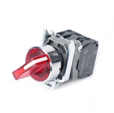 Systeme Electric Переключатель SB4 с подсветкой в сборе 22мм 2поз красн с фикс металл 230ВАС 1НО+1НЗ