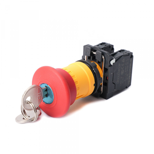 Systeme Electric Кнопка аварийного останова SB5 в сборе 22мм 40мм ключ пластик 1НЗ