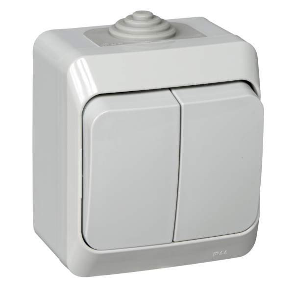 Systeme Electric Этюд наруж Серый Выключатель 2-клавишный IP44