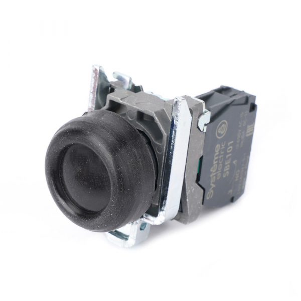 Systeme Electric Кнопка SB4 в сборе модульная 22мм выступающая черная с возвратом металл 1НО