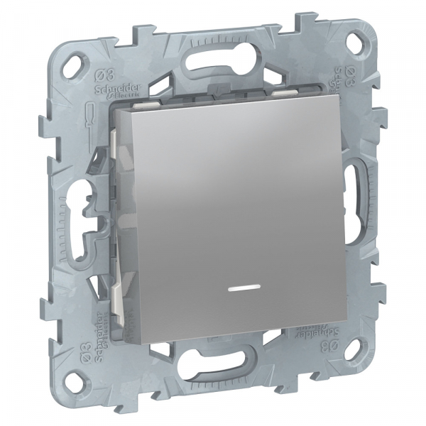 Schneider Electric Unica New Алюминий Переключатель 1-клавишный, с подсветкой, сх. 6а
