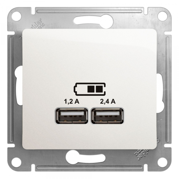 Systeme Electric Glossa Перламутр USB Розетка A+С, 5В/2,4А, 2х5В/1,2 А