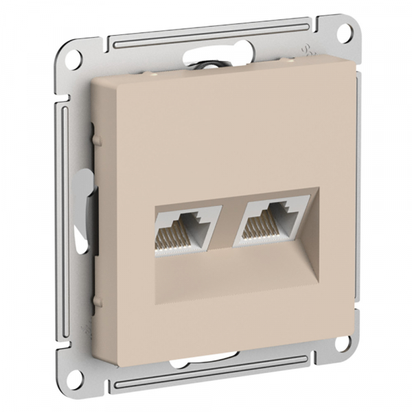 Systeme Electric AtlasDesign Песочный Розетка двойная компьютерная RJ45+RJ45, кат.5E, механизм