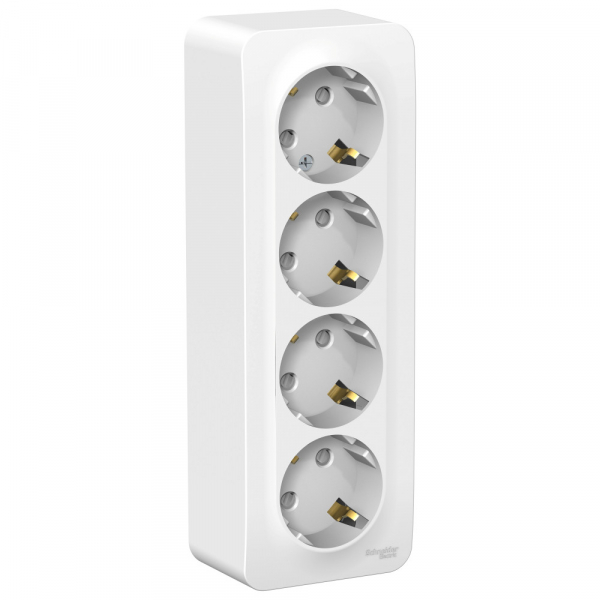 Systeme Electric Blanca наруж Бел Розетка 4-ая с/з со шторками 16А, 250В, изолир. пластина