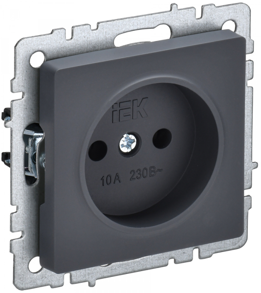 IEK BRITE BASE Графит Розетка 1-м б/з без защ.штор. 10А РС10-1-0-БрГ