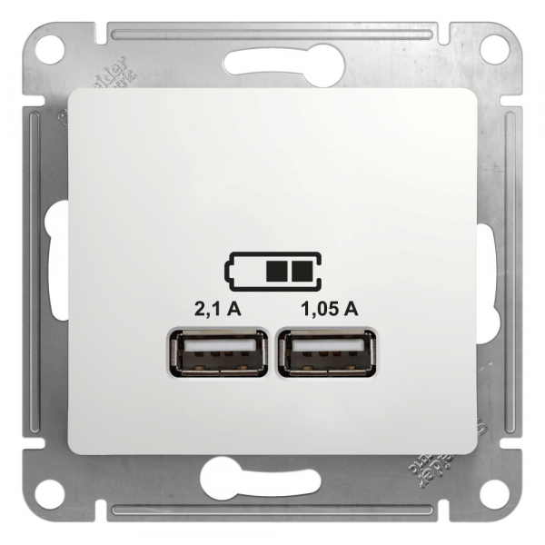 Systeme Electric Glossa Бел Розетка USB 5В/2,1А, 2х5В/1,05А