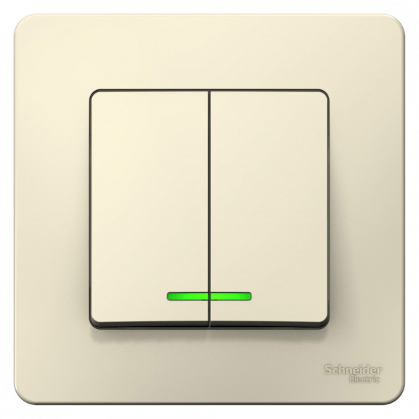 Systeme Electric Blanca внутр Молочный Выключатель 2-клавишный с подсветкой, 10А, 250B