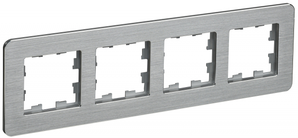 IEK BRITE DECOR /алюм метал. скругл.угол Рамка 4-м РУ-4-1-Бр RE AL