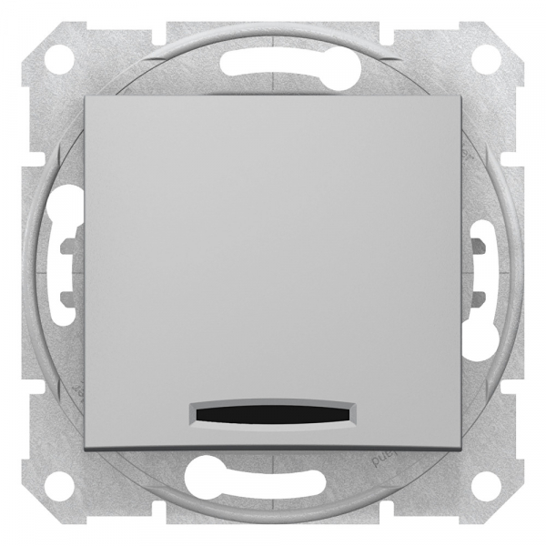 Schneider Electric Sedna Алюминий Выключатель 1-клавишный с подсветкой 10А (сх.1)