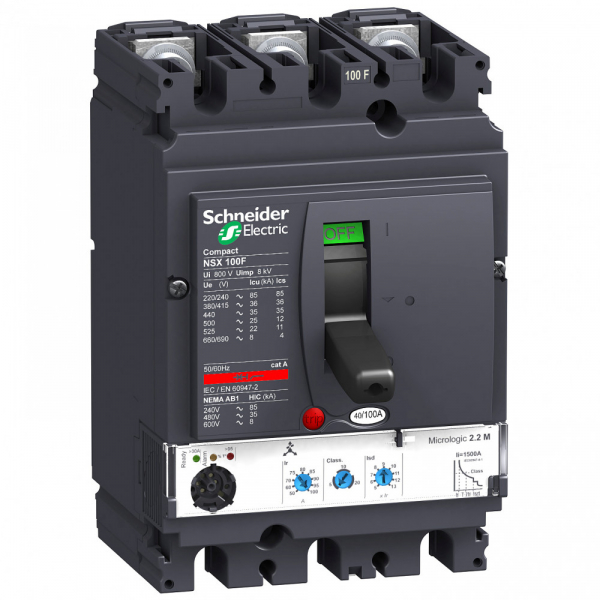 Schneider Electric Compact NSX 100F Автоматический выключатель Micrologic 2.2 100A 3P 3T