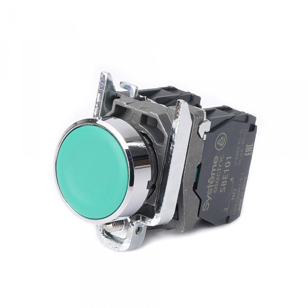 Systeme Electric Кнопка SB4 в сборе модульная 22мм зеленая с возвратом металл 1НО+1НЗ