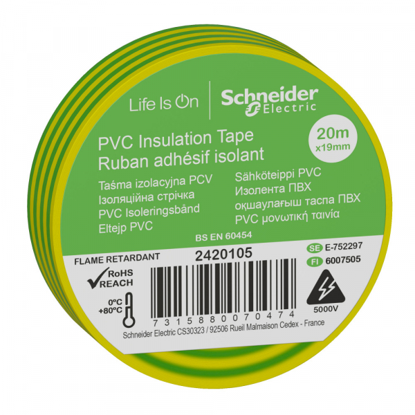 Schneider Electric OptiLine 45 Желто-зеленая Изолента ПВХ 19ммх20м