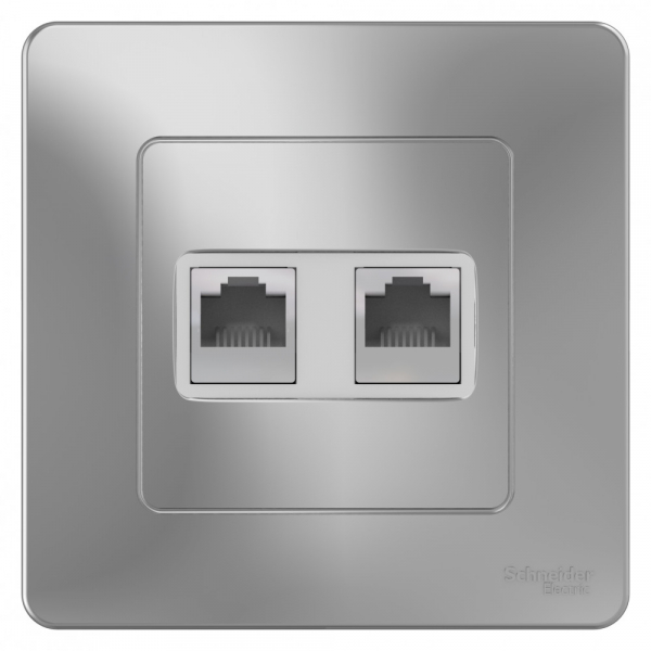 Systeme Electric Blanca внутр Алюминий Розетка 2-ая КОМП/ТЛФ, RJ45+RJ11
