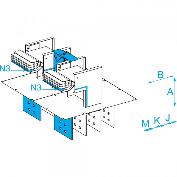 Schneider Electric CANALIS KTA ВВОДНЫЙ БЛОК С УГЛОМ ПЛАШМЯ N4, 3L+N+PE, Al, 5000А
