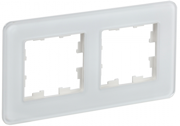 IEK BRITE DECOR Белый матовый стекло скругл.угол Рамка 2-м РУ-2-2-Бр RE