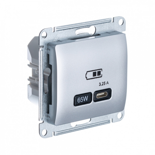 Systeme Electric Glossa Алюминий USB Розетка тип-C 65W высокоскор.заряд. QC, PD, мех.