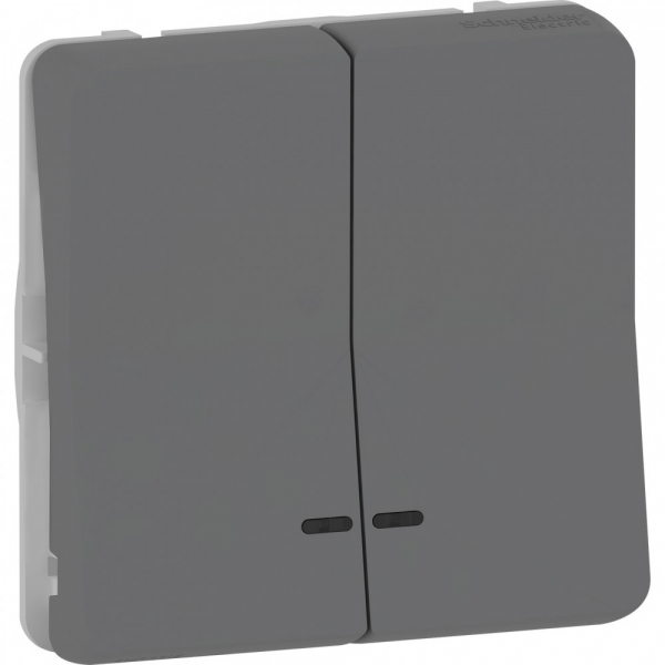 Schneider Electric Mureva Styl Антрацит Выключатель 2-ой кнопочный с подсветкой, IP55