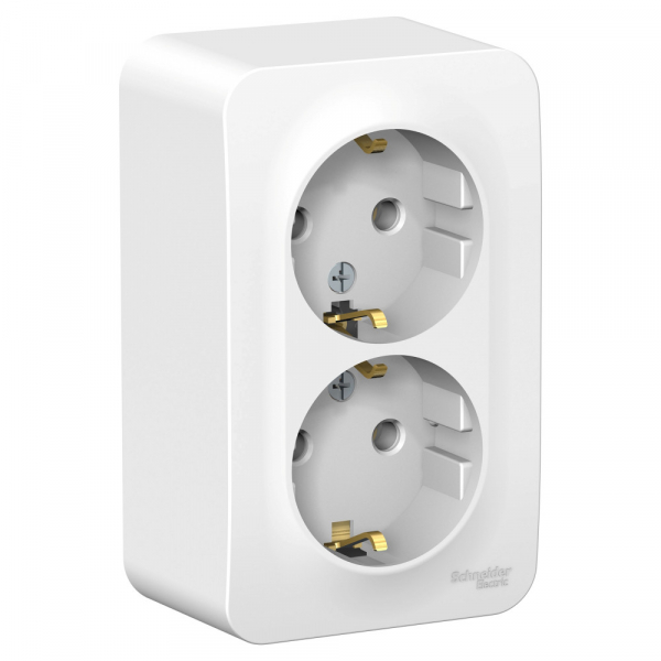 Systeme Electric Blanca наруж Бел Розетка 2-ая с/з без шторок 16А, 250В, изолир. пластина