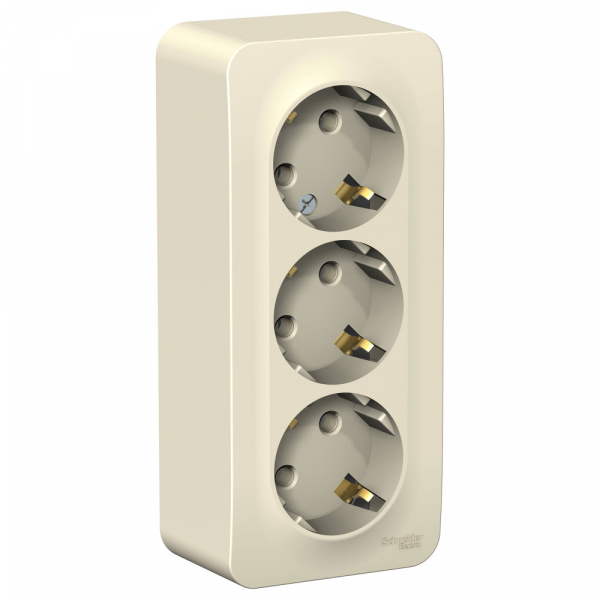 Systeme Electric Blanca наруж Молочная Розетка 3-ая с/з без шторок 16А, 250В, изолир. пластина