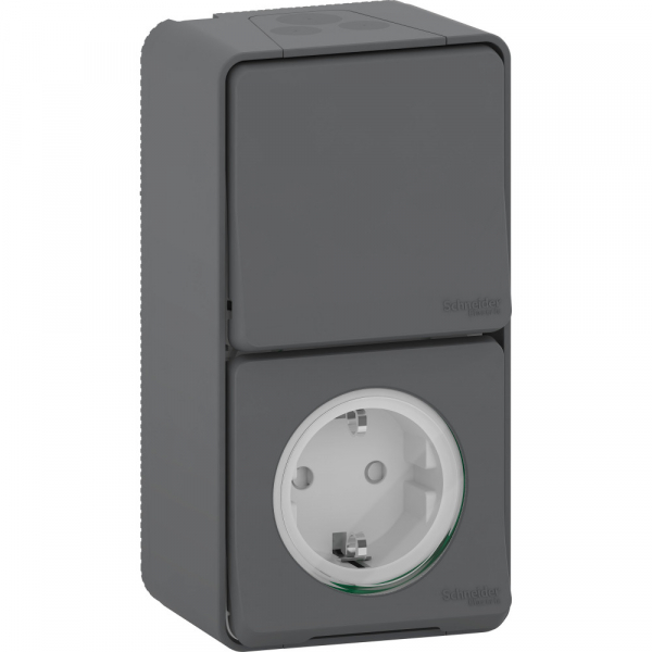 Schneider Electric Mureva Styl наруж Антрацит Блок: Розетка+переключатель, IP55