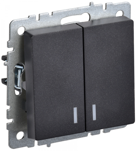 IEK BRITE BASE Черный Выключ. 2-кл с индик 10А ВС10-2-1-БрЧ