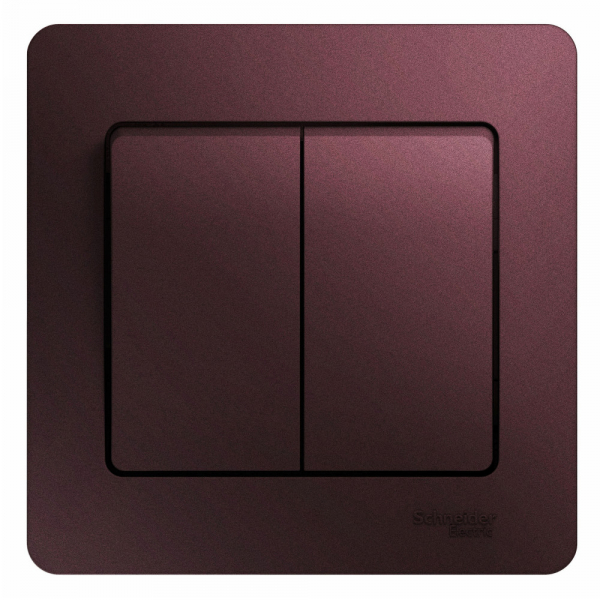 Systeme Electric Glossa Баклажановый Выключатель 2-клавишный сх.5, 10AX (в сборе)