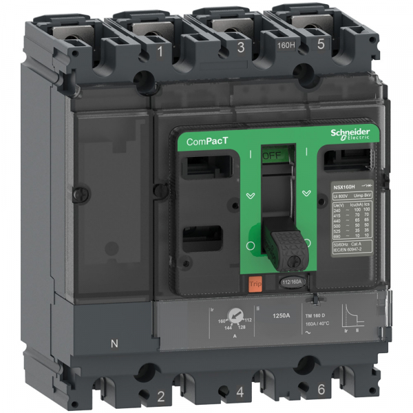 Schneider Electric Выключатель автоматический NSX160H 70kA 4П4Т 100A TMD