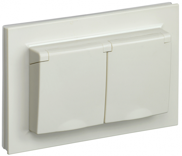 IEK BRITE Бежевый Розетка 2-м с/з с защ штор и крыш 16А в сборе IP44 РСбш12-3-44-БрКр