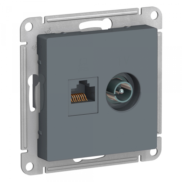 Systeme Electric AtlasDesign Грифель Розетка двойная комп+ТВ, RJ45+TV, кат.5E, механизм