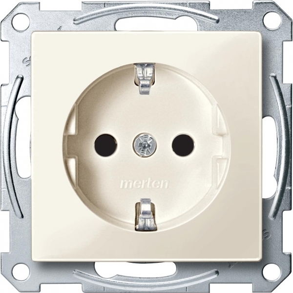 Schneider Electric Merten SM Беж глянец Розетка с/з с защитными шторками безвинт. зажим