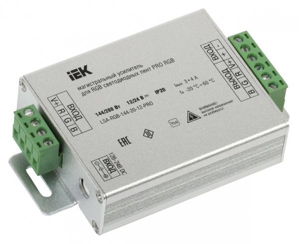 IEK Магистральный усилитель PRO RGB 3 канала 12В, 4А, 144Вт