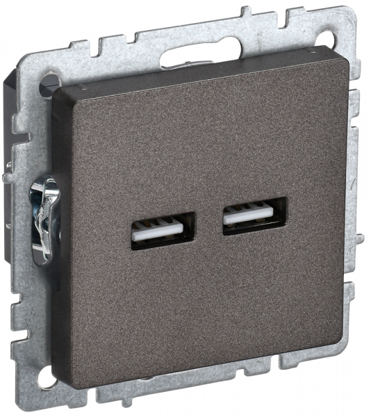 IEK BRITE BASE Темн.бронза Розетка USB A+A 3,1А РЮ10-1-БрТБ