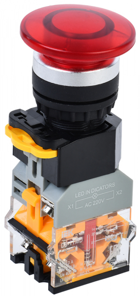 IEK Кнопка D8-11MD "Грибок" d=22мм 1з+1р с подсветкой красная