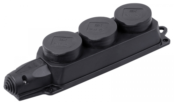 IEK OMEGA РБ33-1-0м Розетка (колодка) трехместная с защитными крышками IP44