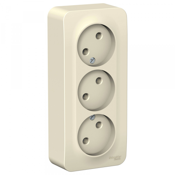 Systeme Electric Blanca наруж Молочная Розетка 3-ая б/з без шторок 16А, 250В, изолир. пластина
