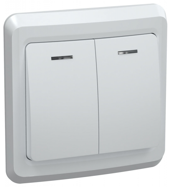 IEK VEGA ВС10-2-1-ВБ Выключатель 2кл 10А с инд. ВЕГА (белый)