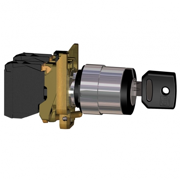 Schneider Electric XB4 Переключатель с фиксацией 1-0-2 с ключом чёрный 2НО фиксация ключом в 3-х положениях