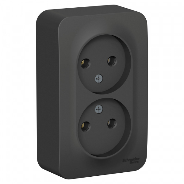 Systeme Electric Blanca наруж Антрацит Розетка 2-ая б/з без шторок 16А, 250В, изолир. пластина