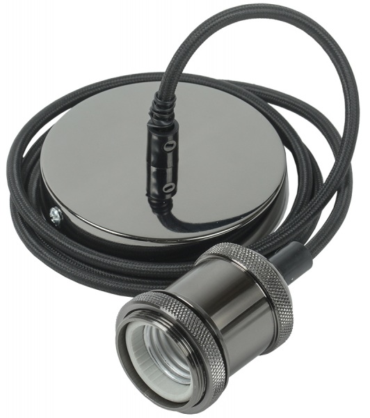 IEK Патрон подвесной E27 со шнуром 1,5м RETRO черный