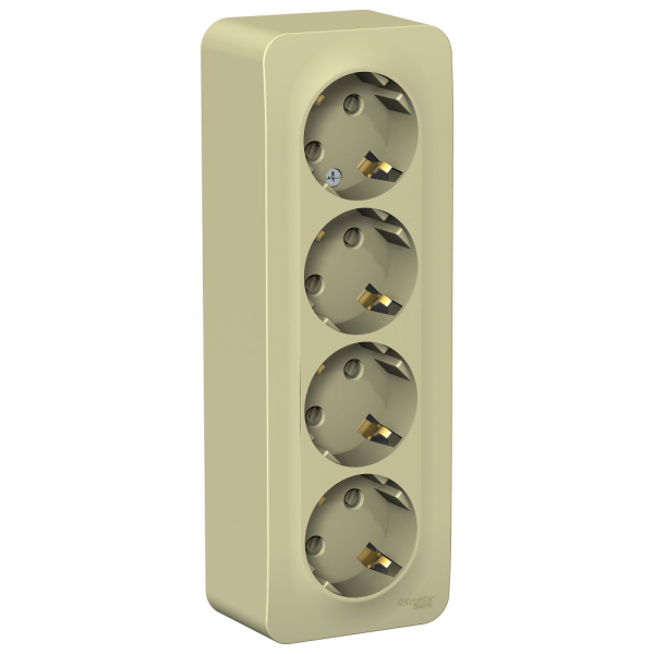 Systeme Electric Blanca наруж Беж Розетка 4-ая с/з со шторками, изолир. пластина 16А, 250В