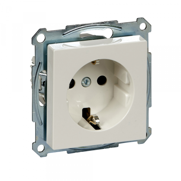 Schneider Electric Merten SM Бел глянец Розетка с/з с защитными шторками безвинт. зажим